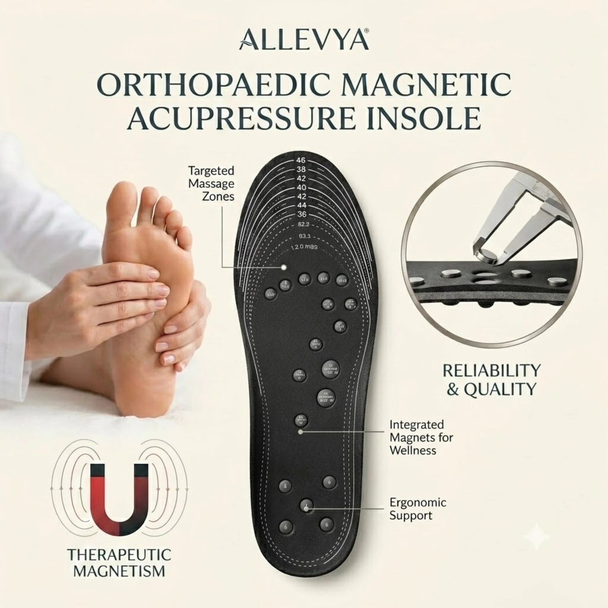 Magnetic Therapy Insoles with 18 Magnets – Acupressure & Weight Loss Reflexology Memory Foam Insoles, Unisex One Size