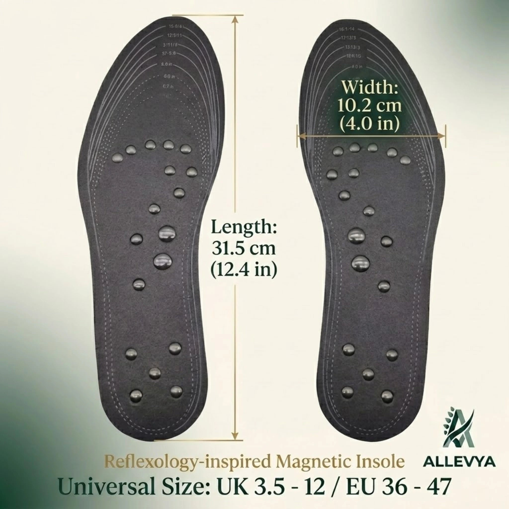 Magnetic Therapy Insoles with 18 Magnets – Acupressure & Weight Loss Reflexology Memory Foam Insoles, Unisex One Size