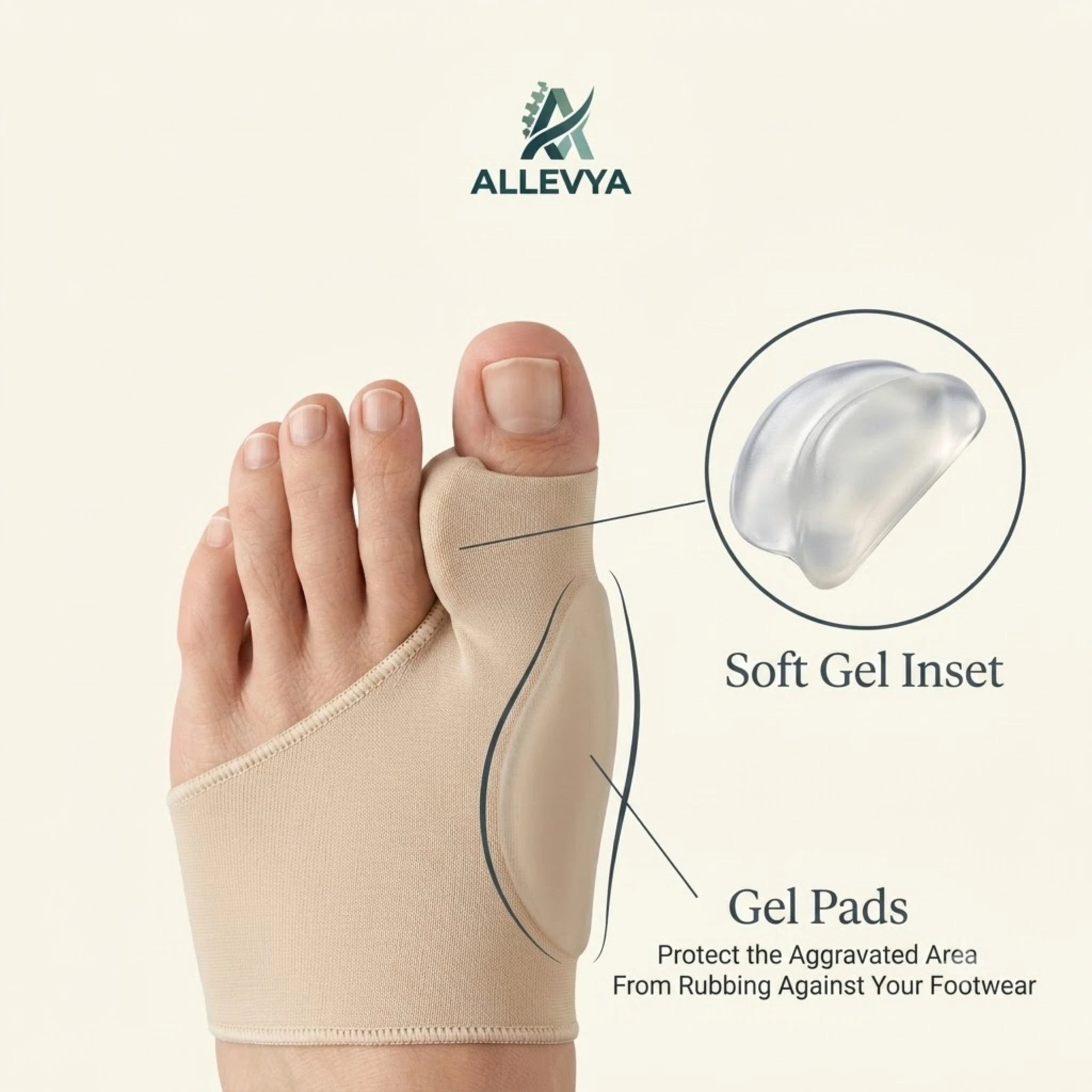 Bunion Correctors and Toe Separators Orthopaedic Foot Support for Hallux Valgus and Bunion Pain Relief – One Size (Black, Grey or Nude)
