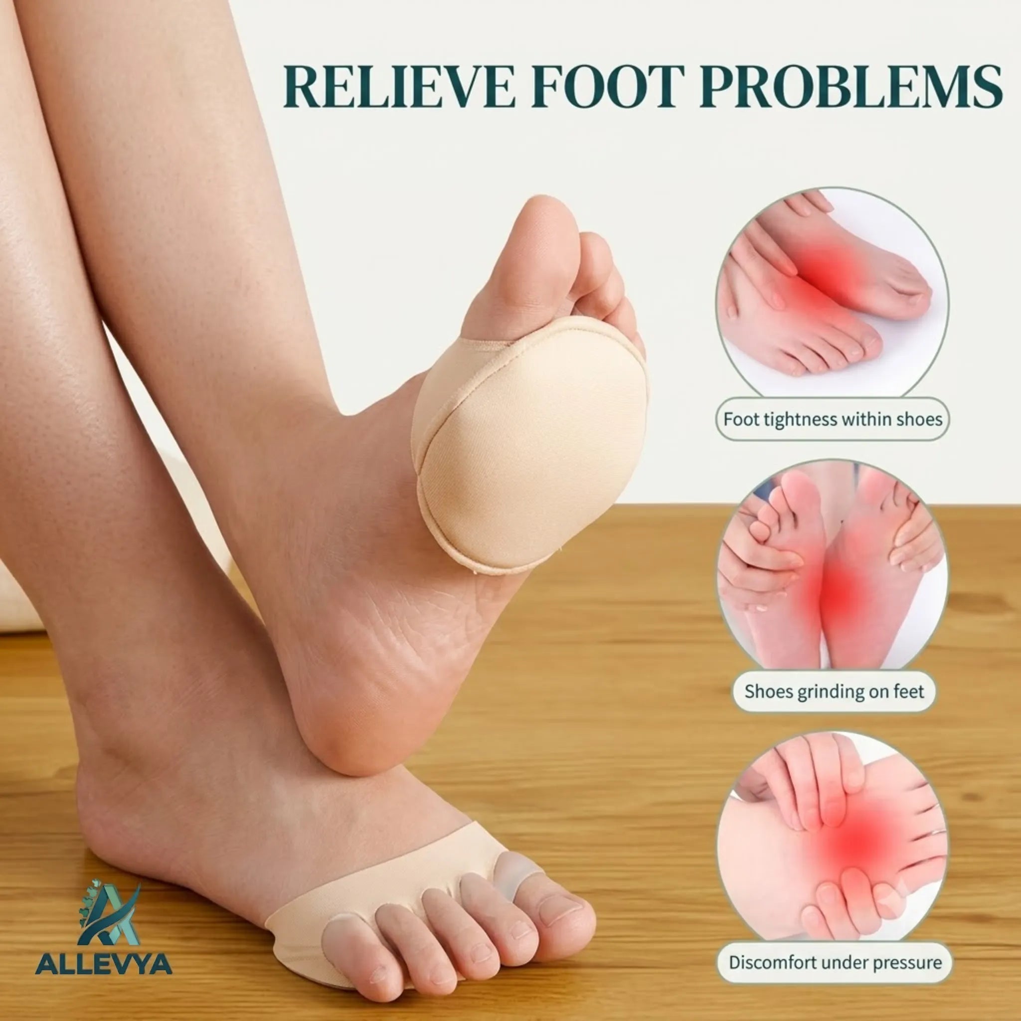Orthopedic Metatarsal Insole Socks for Women - Forefoot Pain Relief & Cushioning Pads for High Heels & Flats (Black/Nude - One Size)
