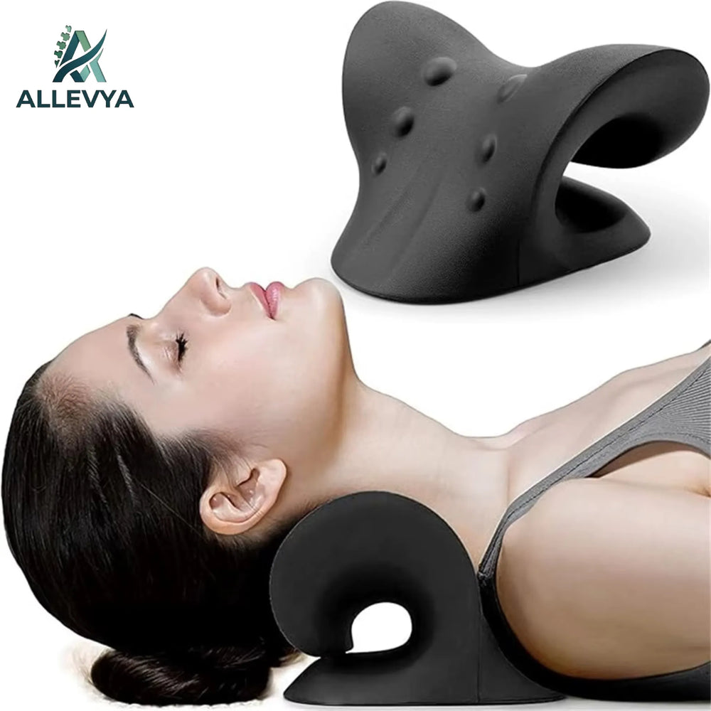 Cervical Traction Device & Neck and Shoulder Relaxer – C-Shaped Acupressure Cushion for TMJ Support and Spine Alignment, Unisex One Size