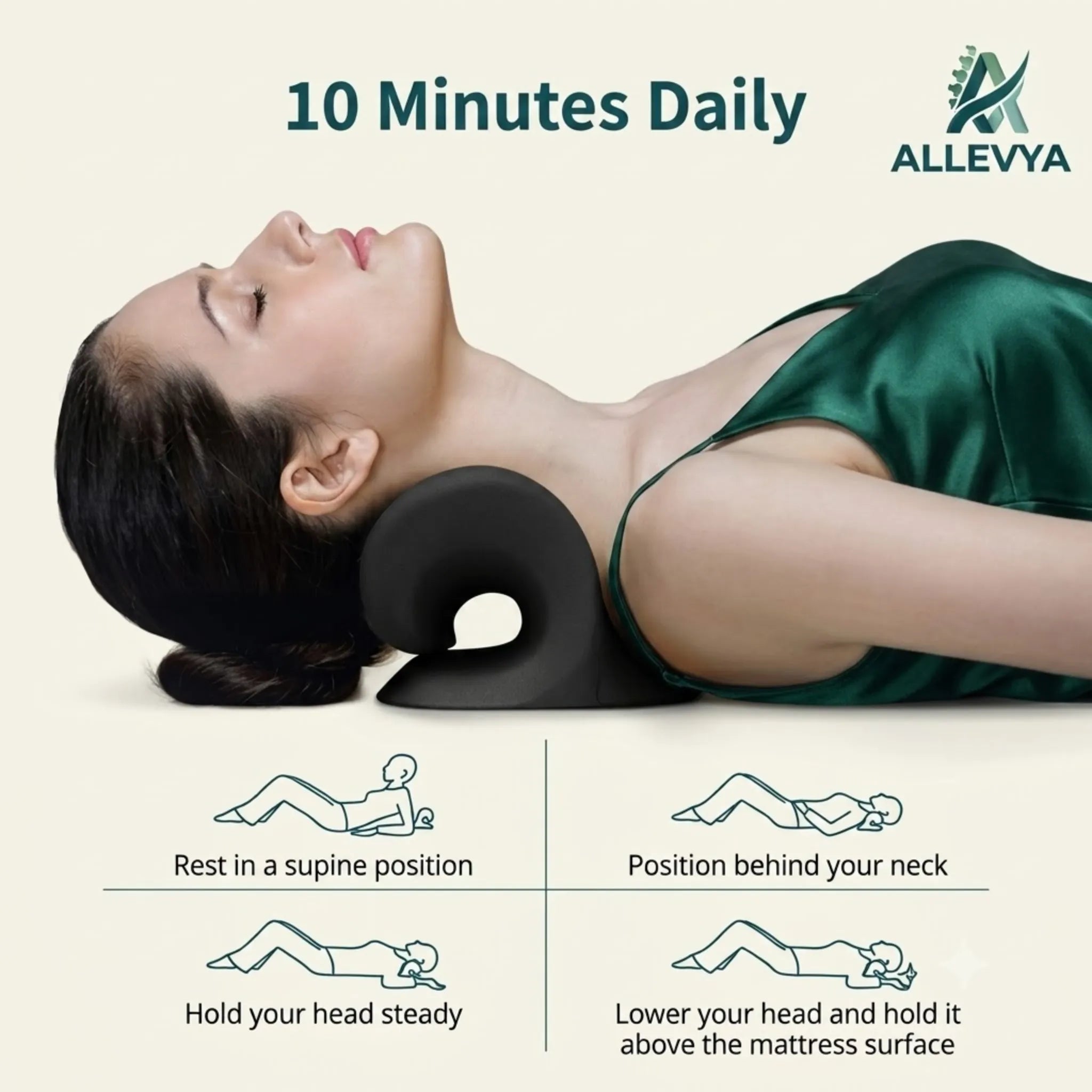 Cervical Traction Device & Neck and Shoulder Relaxer – C-Shaped Acupressure Cushion for TMJ Support and Spine Alignment, Unisex One Size