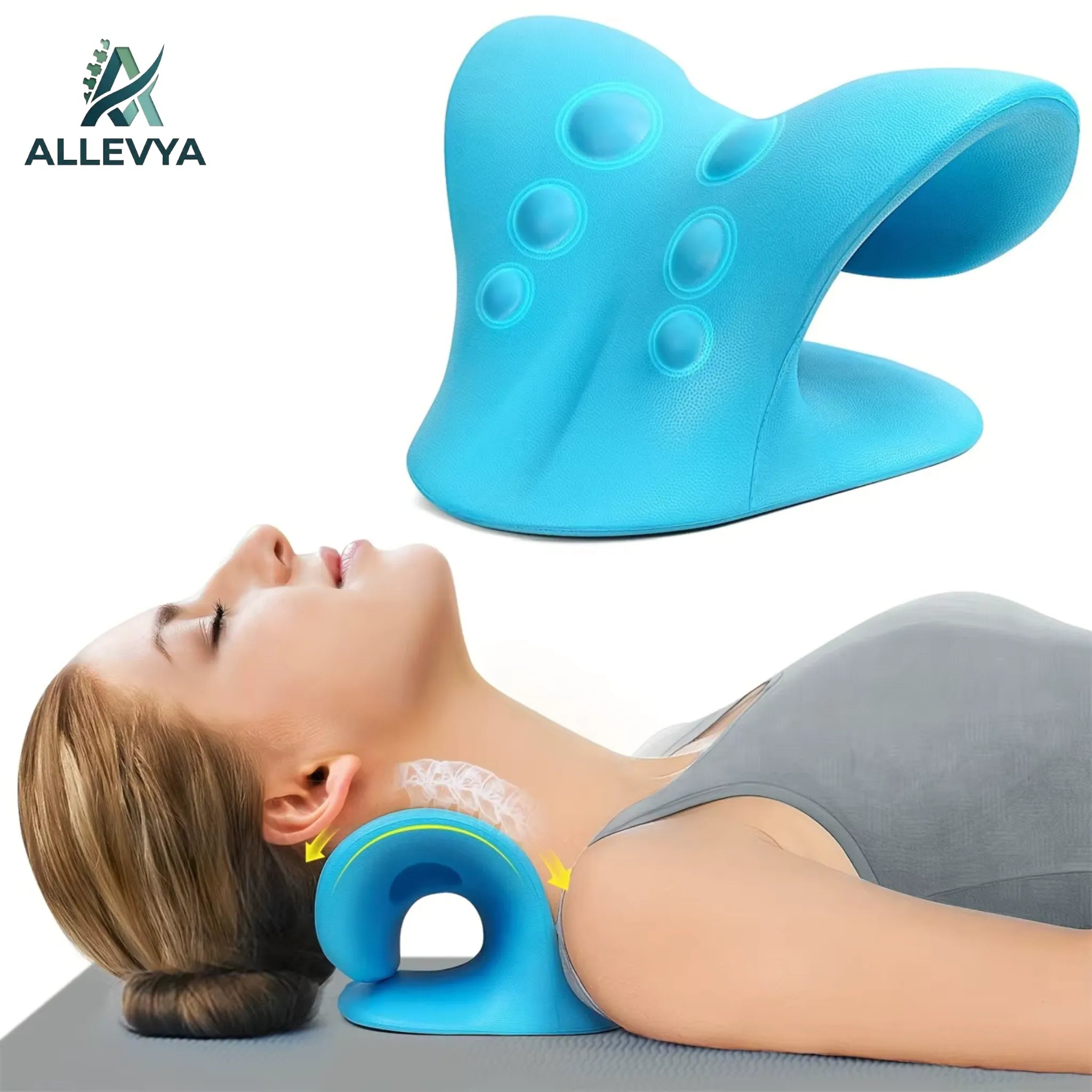 Cervical Traction Device & Neck and Shoulder Relaxer – C-Shaped Acupressure Cushion for TMJ Support and Spine Alignment, Unisex One Size